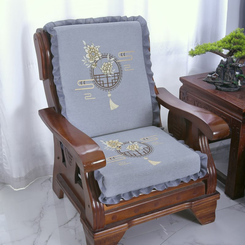 冬季新中式实木沙发垫带靠背一体老F式春秋椅海绵坐垫子靠垫带裙
