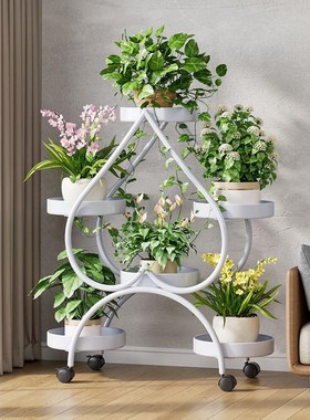#花架子客厅落地式置物架阳台铁艺层架2H024新款轻奢花盆托架放绿