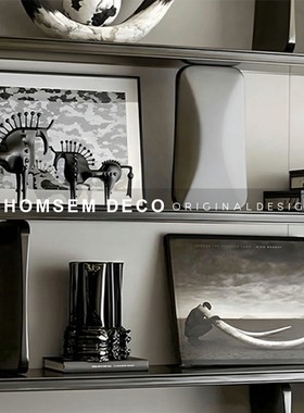 样板房间客厅书房博古架复古金属马装F饰盒几何组合饰品摆件工艺