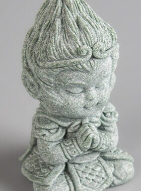 青砂石大圣鱼缸假山造景新中式家居创意国潮桌面装饰茶宠摆件