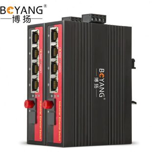 博扬 PF1043A POE工业级光纤收发器百兆单模单纤1光4电光电