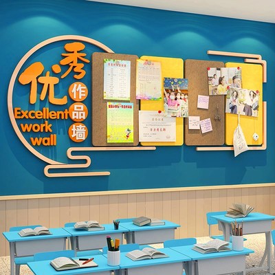 美术教室作品展示毛毡板文化墙贴培训机构环创主题班级背景通知栏