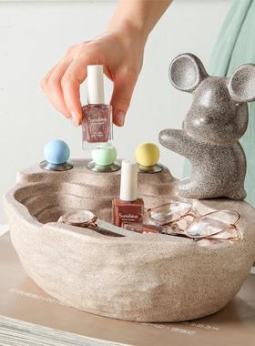 创意福字桌面收纳摆件陶瓷装饰品客厅茶几摆设家居玄关钥匙置物盘