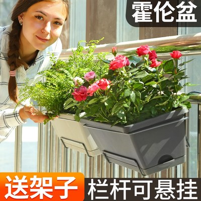 栏杆悬挂花盆长方形花槽种菜盆长条阳台种菜神器霍伦盆架特价清仓