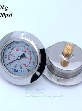 LB背式抗震压力表0-350KG油压表5000psi气压表轴向面板式PT1/4牙