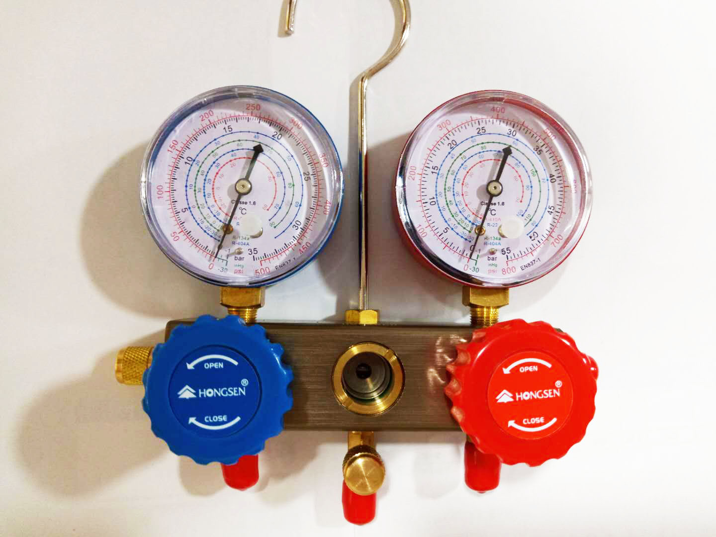 鸿森充氟表冷媒雪种表6285加液双表阀R22 空调加氟工具套装