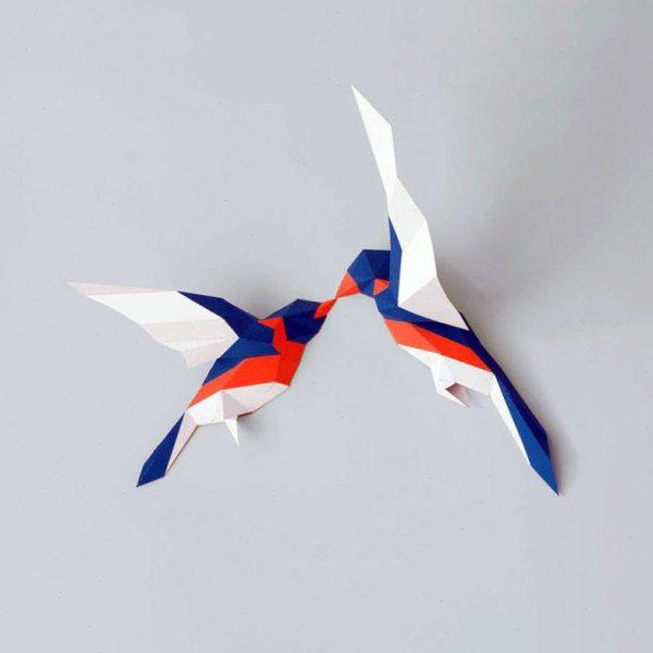 2只 比翼鸟 新房小清新墙壁装饰波普风格纸工艺动物鸟类纸模型