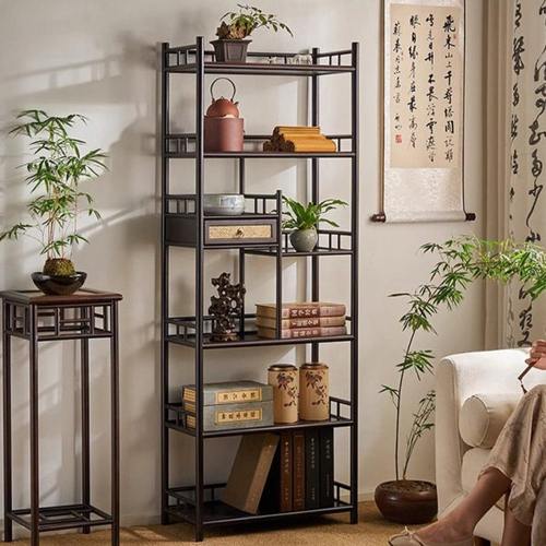 新中式博古架茶室茶具展示置物架非实木古董摆件多宝阁收纳柜书架