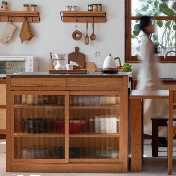 日式全实木岩板岛台樱桃木厨房吧台储物柜子餐厅收纳柜子客厅中岛,住宅家具,岛台,淘宝优惠券,粉丝福利购,淘宝优惠卷