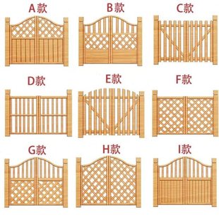 定做防腐木木门栅栏门入户花园门实木双开门别墅庭院门户外半腰门