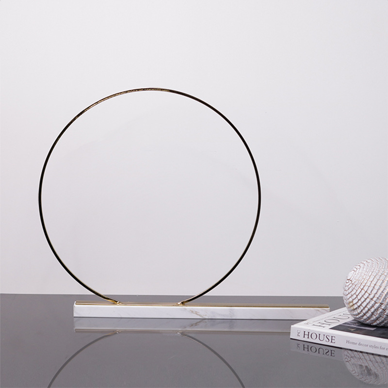 北欧简约创意Q型圆环大理石摆件装饰品样板房客厅茶几软装摆设