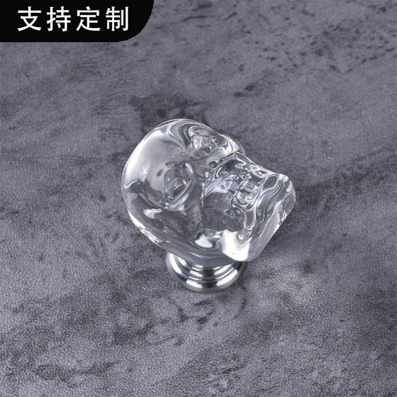 拉手批发柜门衣柜把手骷髅头三色门把手美式潮流轻奢透明水晶拉手