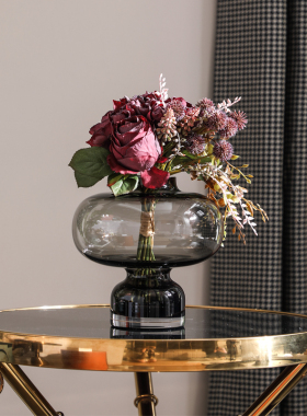 简约现代样板g间北欧书柜客厅家居软装饰品陶瓷玻璃花瓶道具摆件