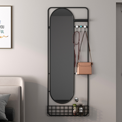 轻奢衣帽架一体挂墙穿衣r镜家用客厅试衣镜子挂式壁挂入户全身挂