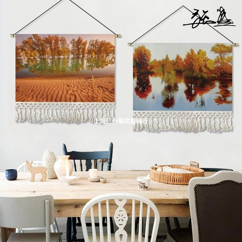 新疆特色布艺挂画民族风装饰y挂布客厅床头布画民宿酒店排苏01图片