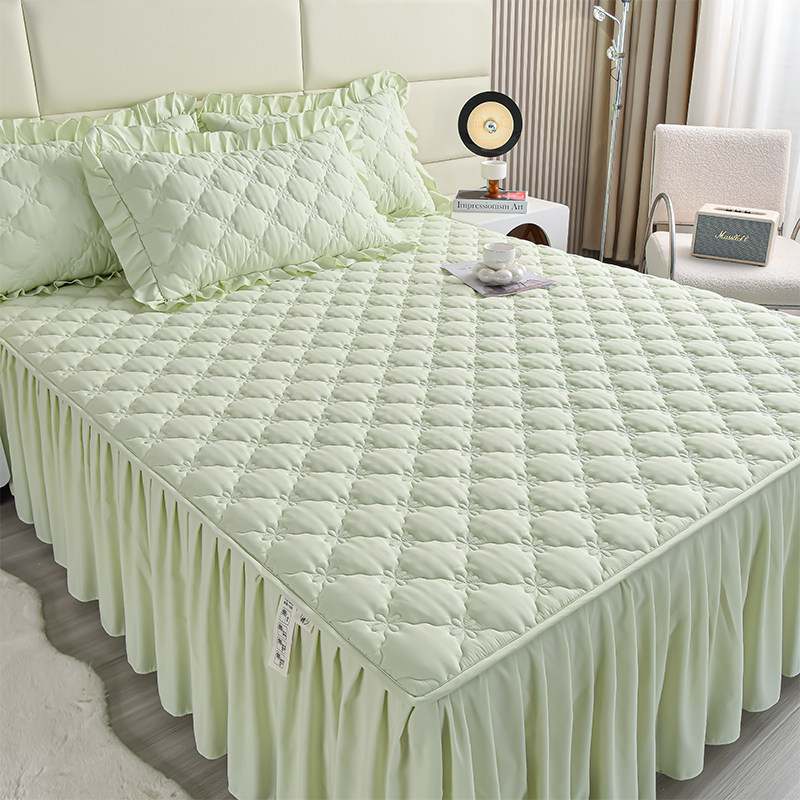 夹棉床裙c单件2024新款公主风遮丑下摆床罩床裙款三件套防尘床垫