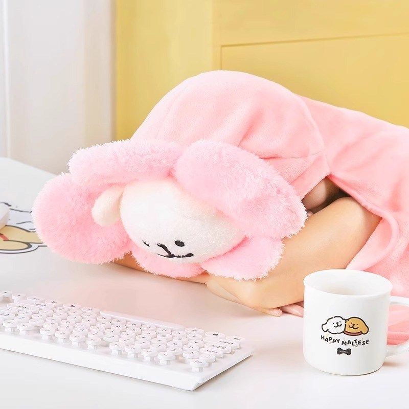 线条小狗Maltese原创空调毯可爱休闲毯办N公室沙发毛毯午睡休斗篷