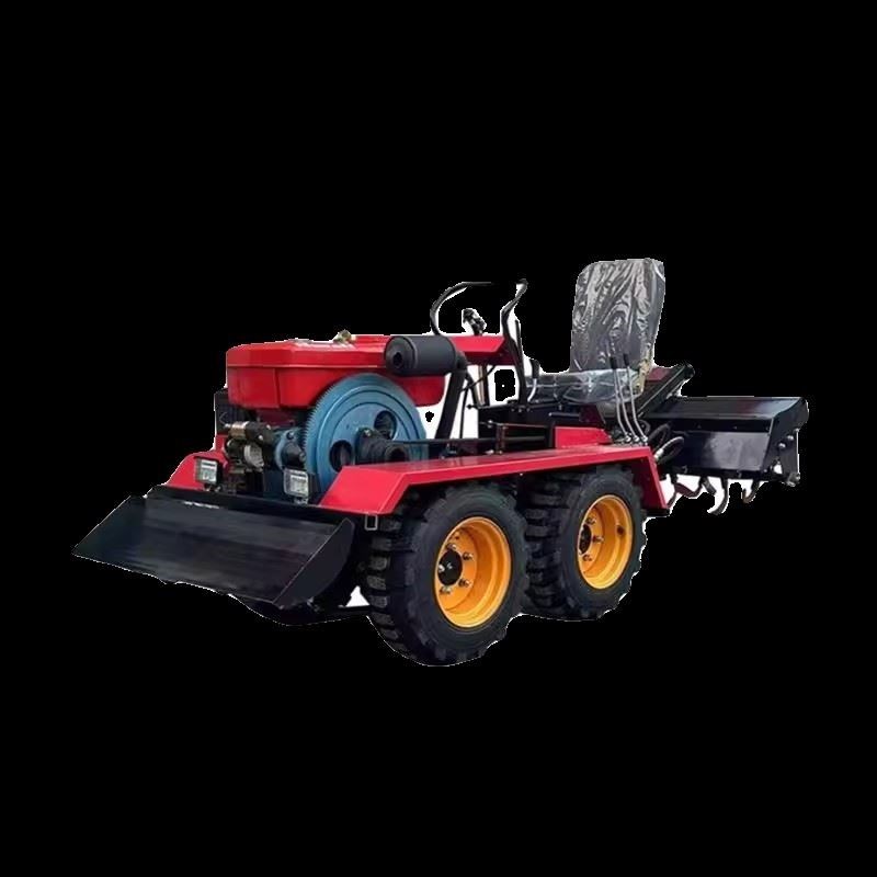 履带式旋耕机农田大棚耕地t四轮拖拉机打田犁地开沟除草乘坐微耕