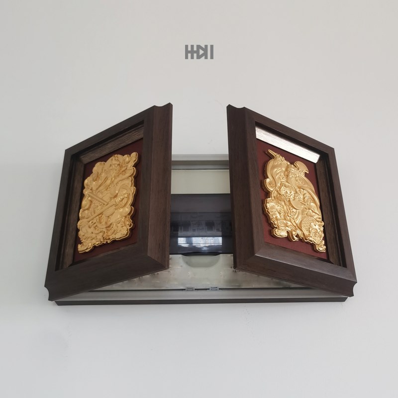 《门神》国风对开门电表箱电表盒遮挡水泥立体浮雕装饰画盖板相框