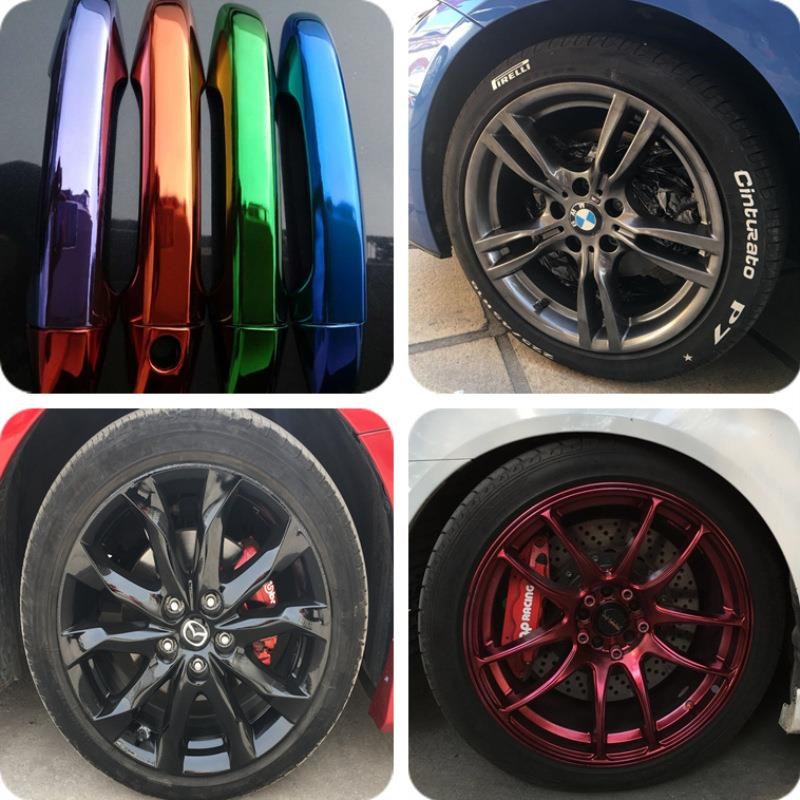 汽车轮毂喷膜轮胎钢圈翻新修复中网镀铬改M色改装亮黑电镀轮毂喷