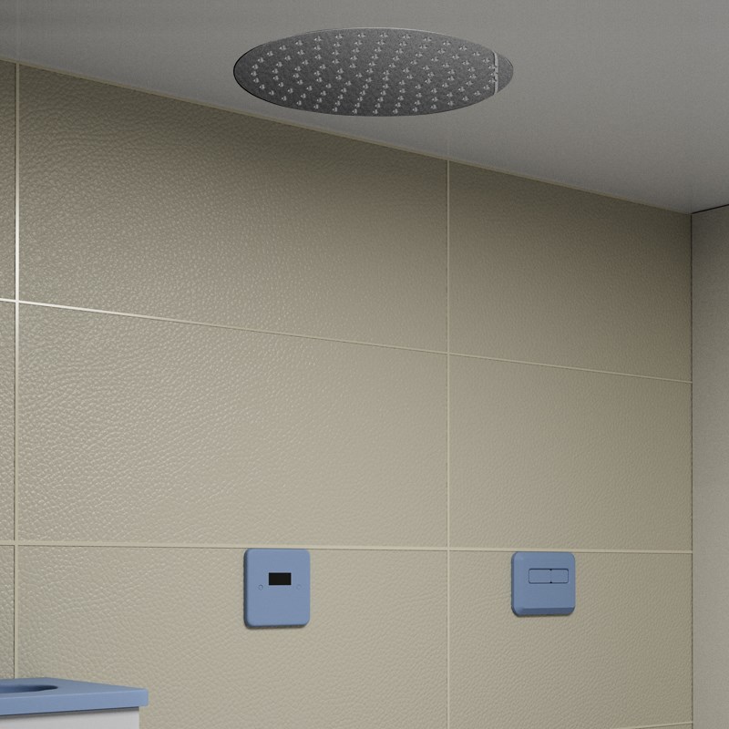 谈话室防撞硅胶感应淋浴器软包面板留置室洗手间顶喷花洒智能出水