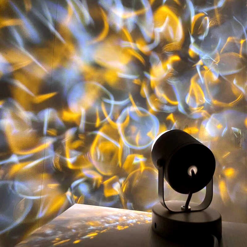 水波纹氛围灯旋转动态网红直播间背景灯卧室情调遥控七彩变色射灯