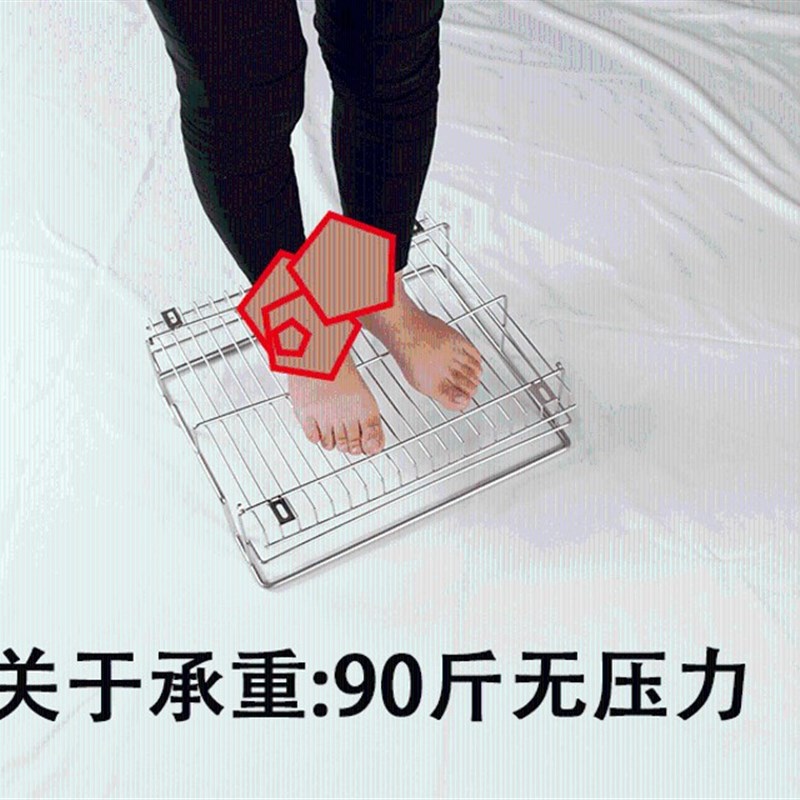 304不b锈钢拉栏500橱柜碗蓝400厨房五金小号拉篮锅蔬果抽屉调味篮