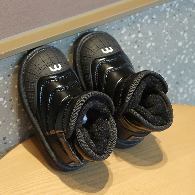 儿童雪靴冬e季中小童男女防滑软底鞋子防水加绒加厚保暖棉鞋棉靴