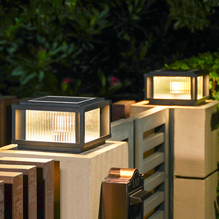 太阳能庭院柱头灯户外防水花园别墅大门口室N外院子围墙门头柱子