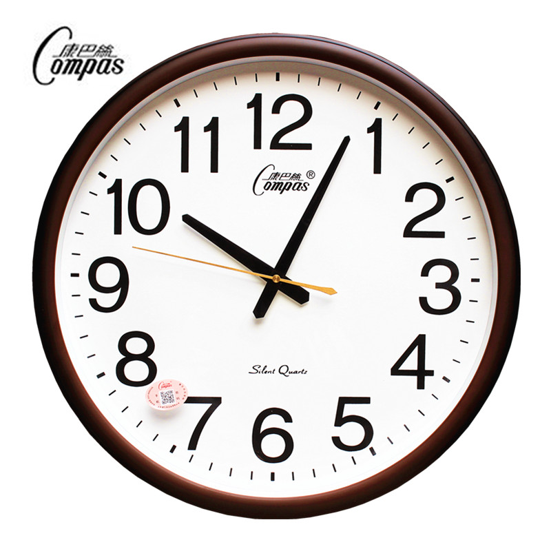 康巴丝钟表挂钟客k厅卧室静音扫秒石英钟创意简约时尚壁钟圆形挂