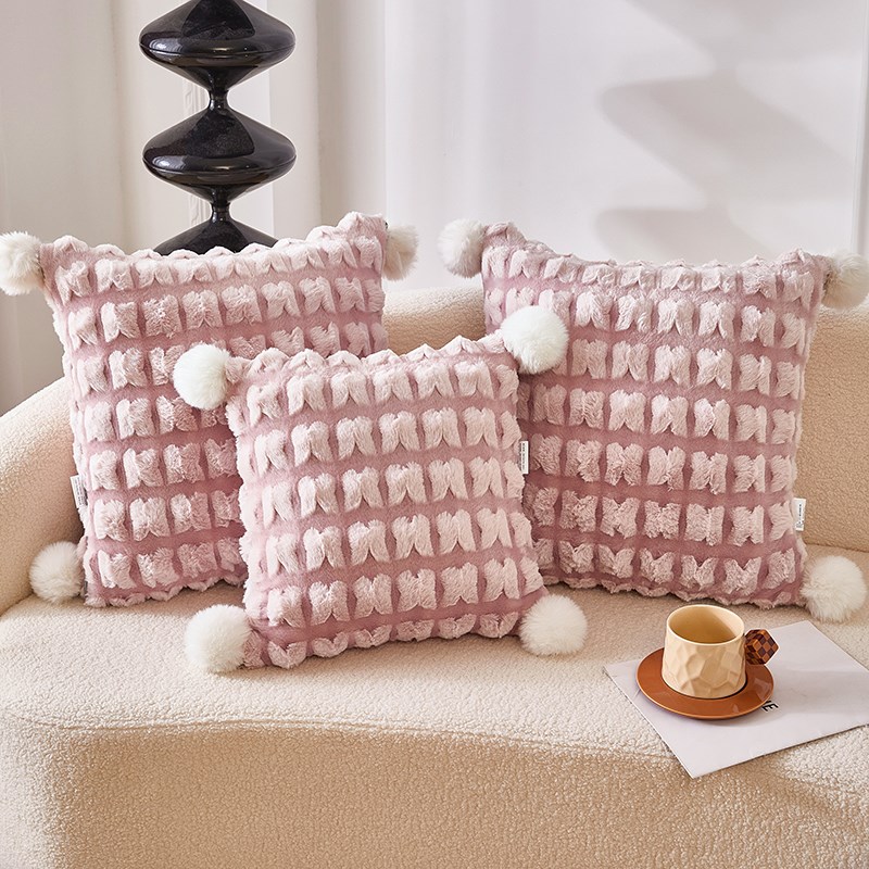 简约彷兔毛抱枕被子两用二合一办公室汽车护腰靠垫冬季加厚午睡毯