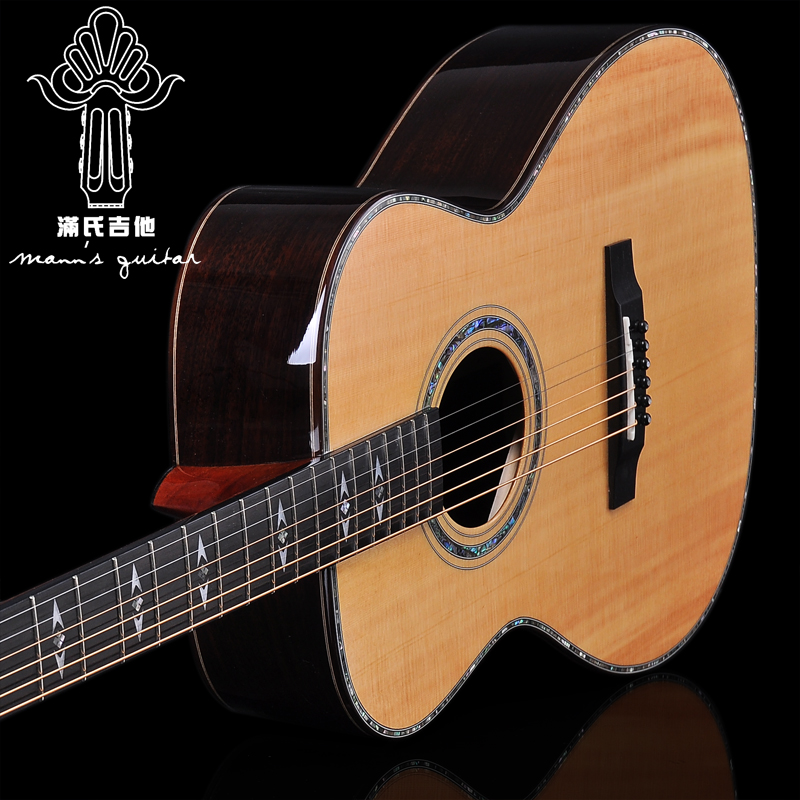 满氏手工吉他 指弹l民谣吉他 OM型40寸MF51云杉玫瑰木全单板吉他