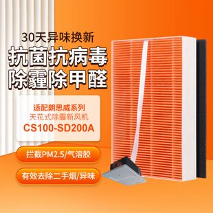 适配万科小区朗思威天花新风YG0904/CS100-SD200A高效过滤芯碳棉