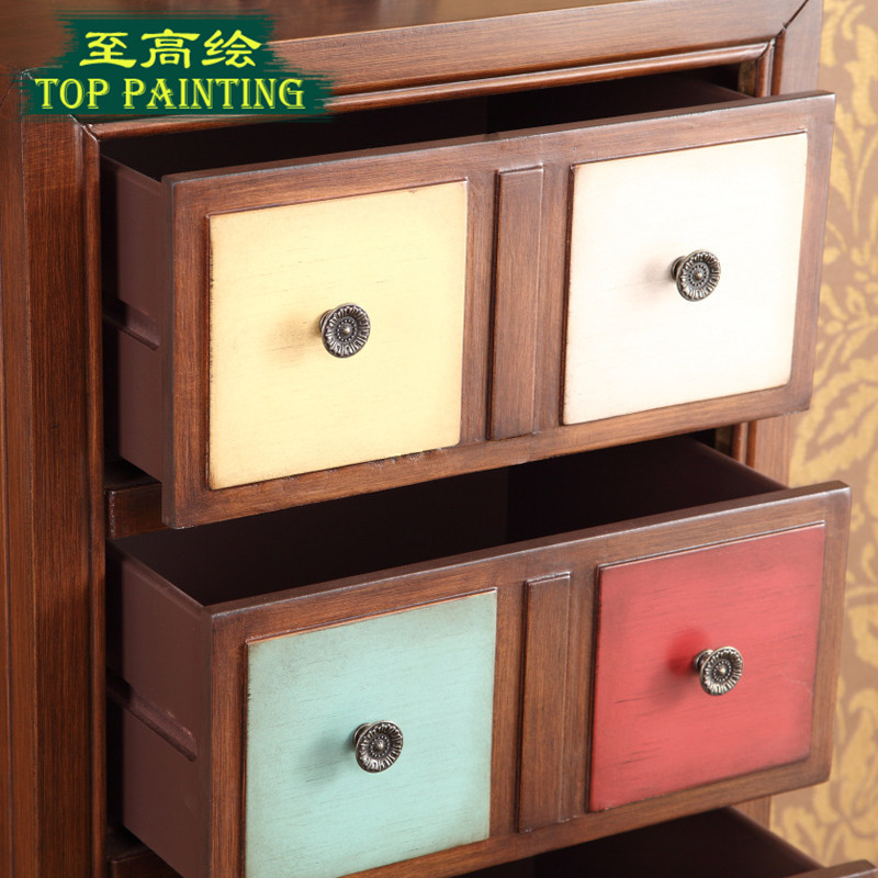 至高家具美式乡村实木复古斗柜客厅收纳柜卧室靠墙储物柜工厂批发