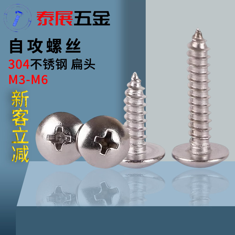 大扁头自攻螺丝新款泰展304不锈钢半圆头螺钉M3M4M56蘑菇头螺丝钉