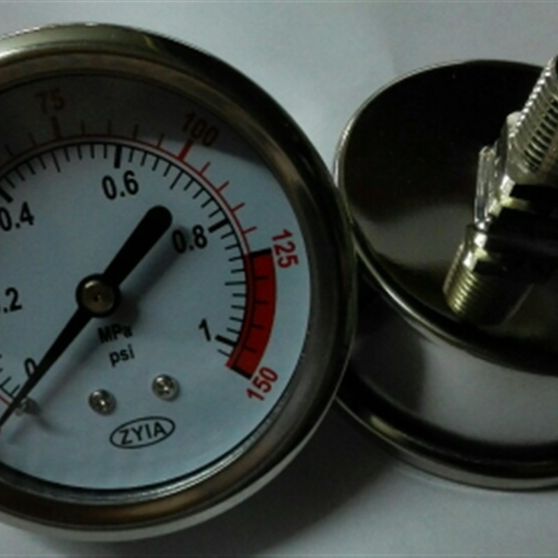 zyia 轴向带支架不锈钢无油压力表 yt-60z  0-1mpa 150psi zg1/4