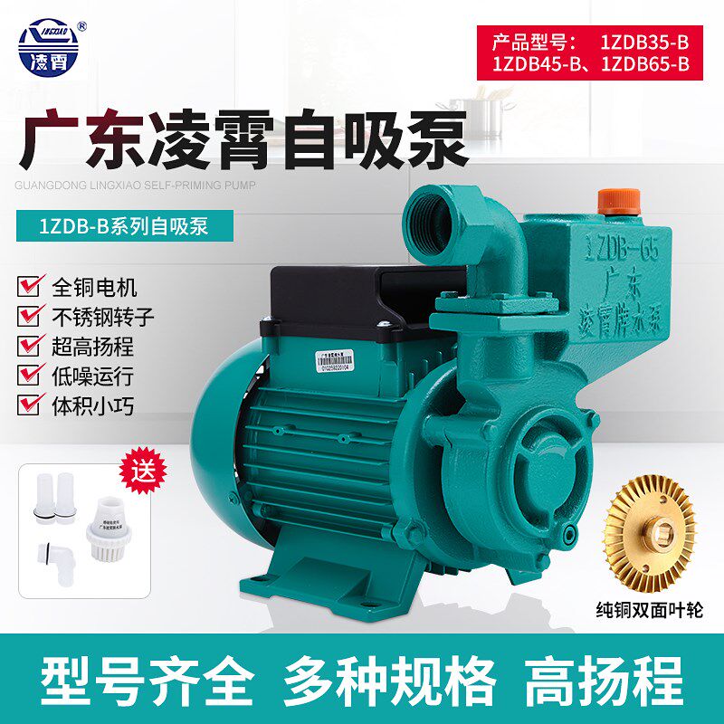 广东凌霄牌水泵家用自来水增压泵1ZDB35/45/65井水抽水机自吸水泵