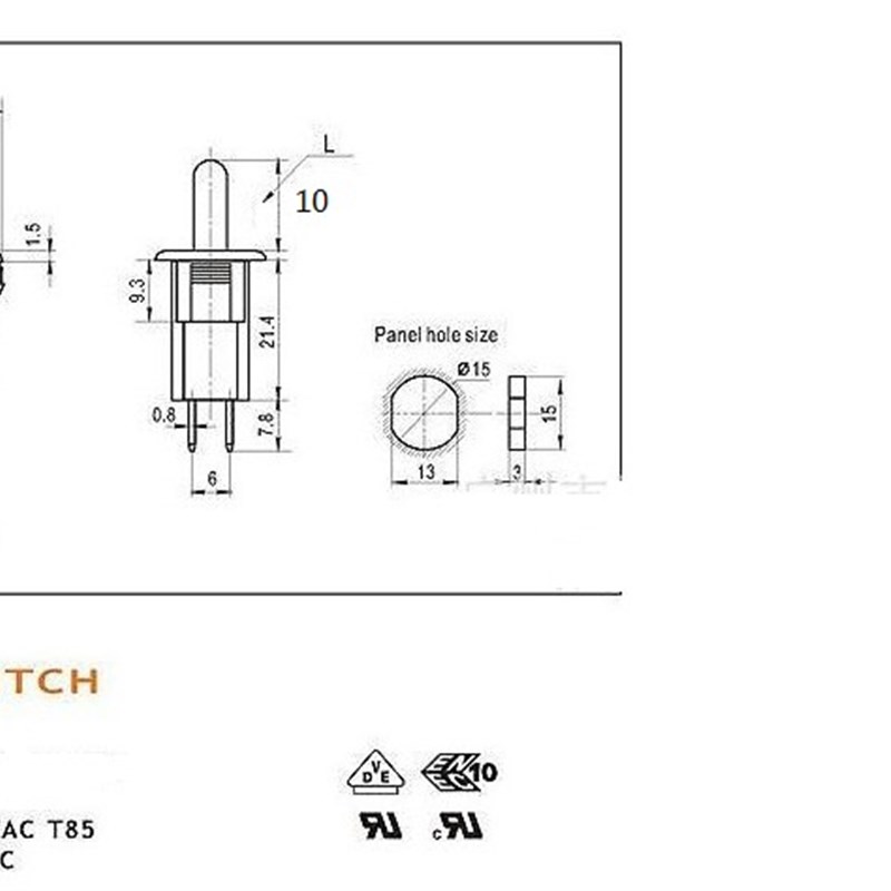 台湾2脚伸缩开关10A门柜开关圆形行程限位微动开关常开RL5-2开关