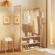 衣帽架落地多层实木挂衣架全身穿衣镜一体卧室置物收纳架镜子组合