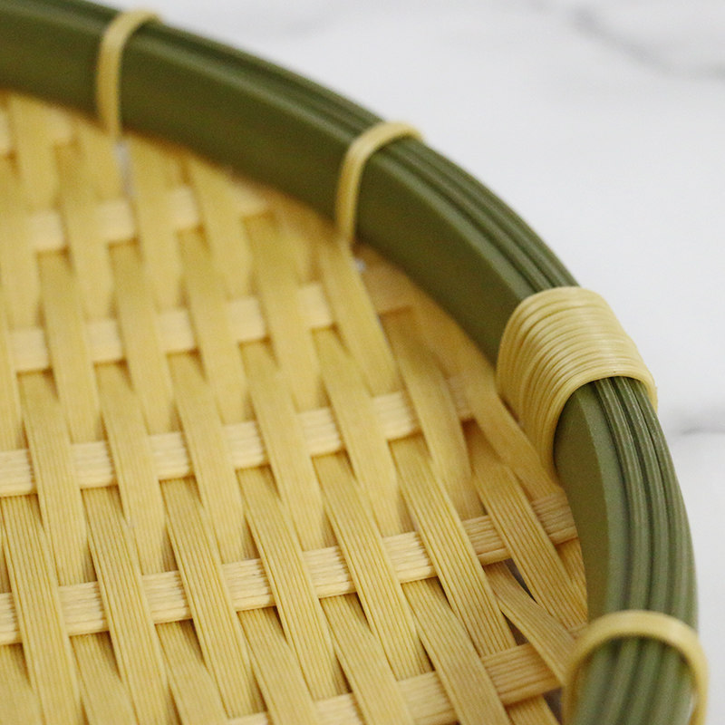 仿竹编簸箕竹筛子圆簸箕圆竹匾纯手工家用竹制品农家笸箩装饰