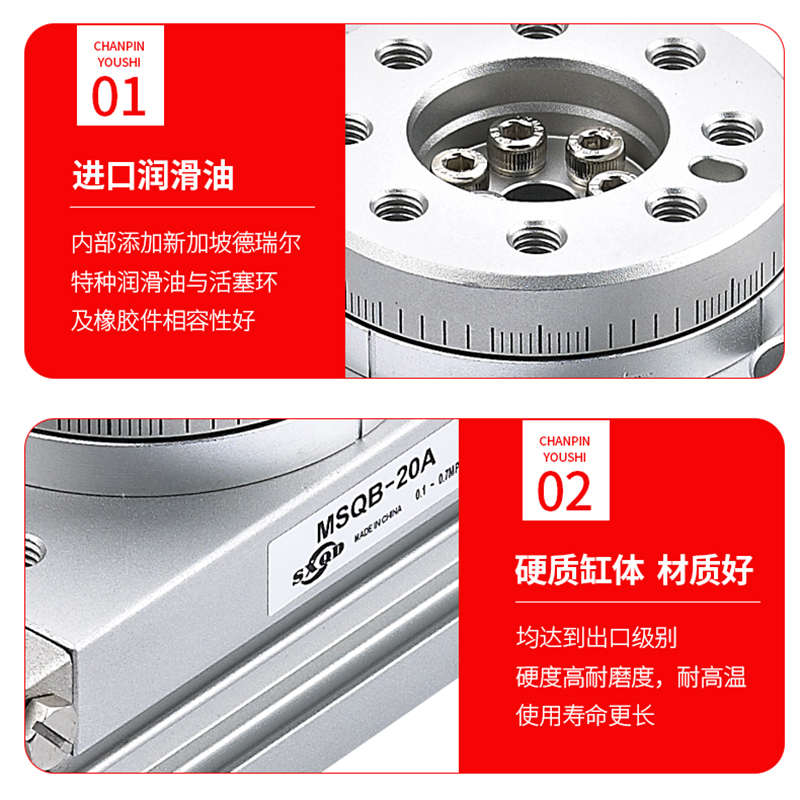 SXQD小型气动摆动旋转气缸MSQB-10A/20A/30A/50A/70A/100A/200A