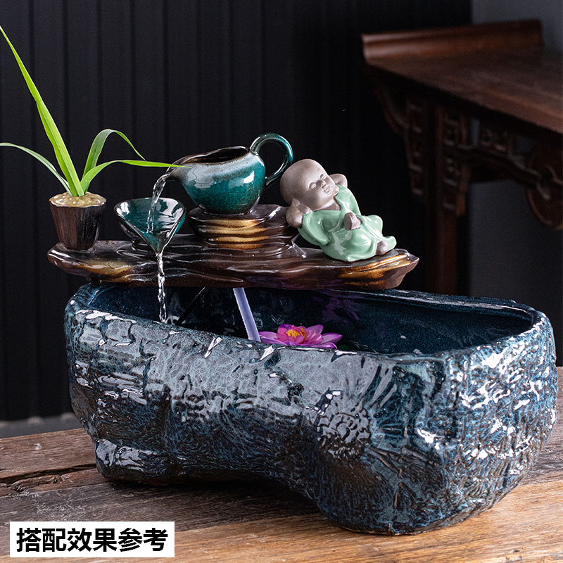 搭配鱼缸流水摆件金鱼缸配件喷泉加湿器循环水摆件办公室流水招财