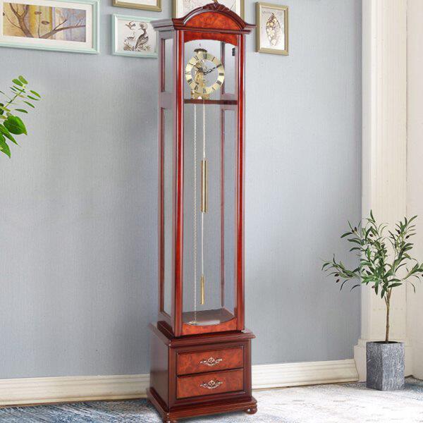 落地钟轻奢简约中式复古客厅座钟机械立式钟表实木立钟新中式摆钟