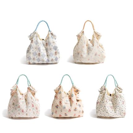 橙色女孩便携式可爱的小狗小猫帆布袋通勤纹理对比颜色小布袋女士