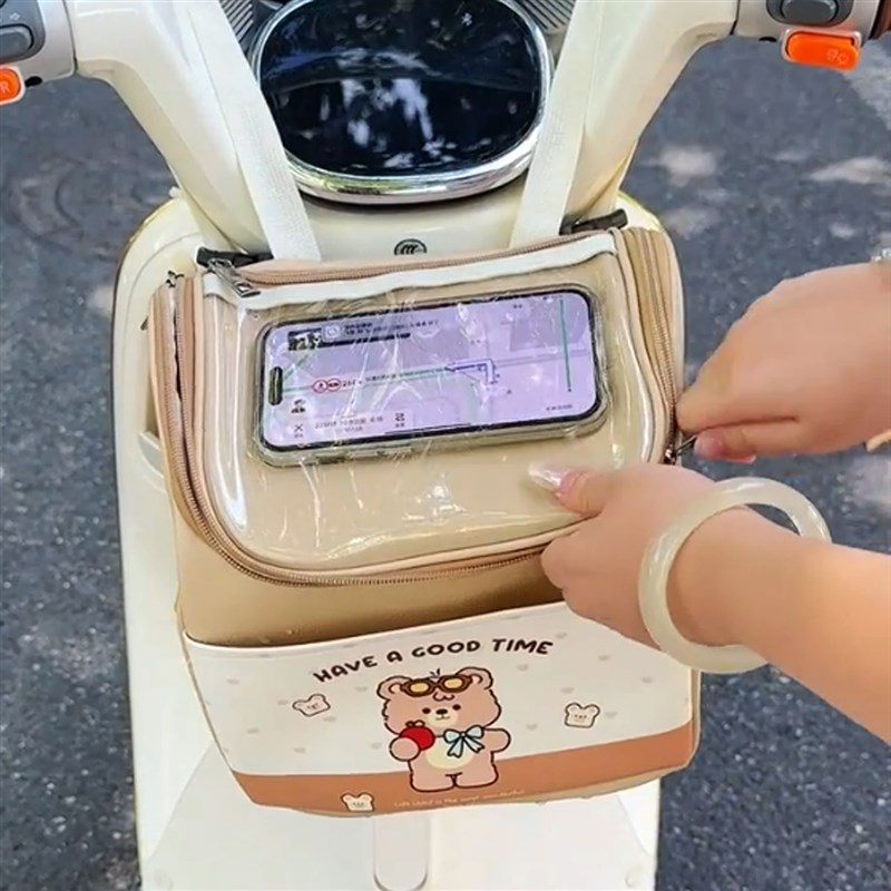 电动车挂包手机架前n置通用储物包电瓶车摩托车防水充电器收纳包
