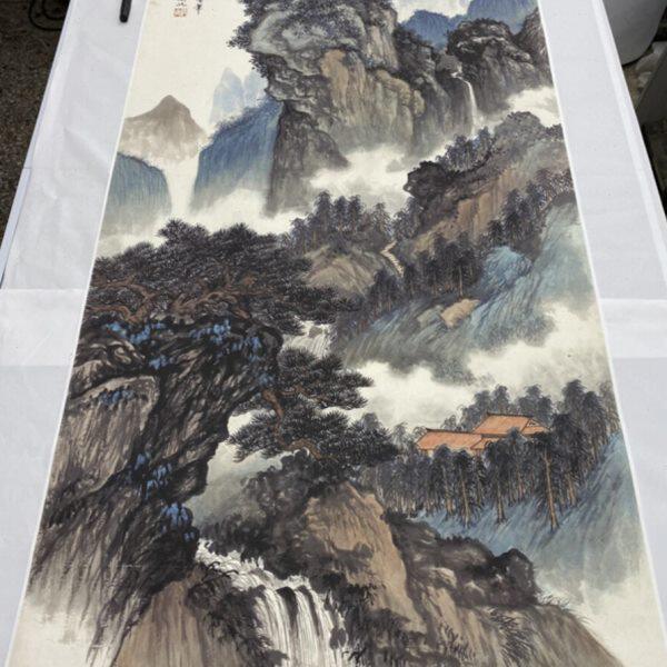 吴湖帆 春领晴庄133x66cm   古典山水水墨画国画可装裱卷轴立轴