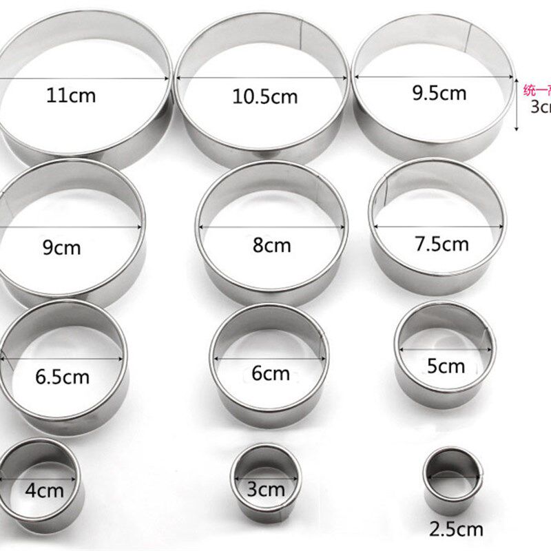 304不锈钢12头圆形光级切模西餐盘饰 圆形造型模具饼干模具切模
