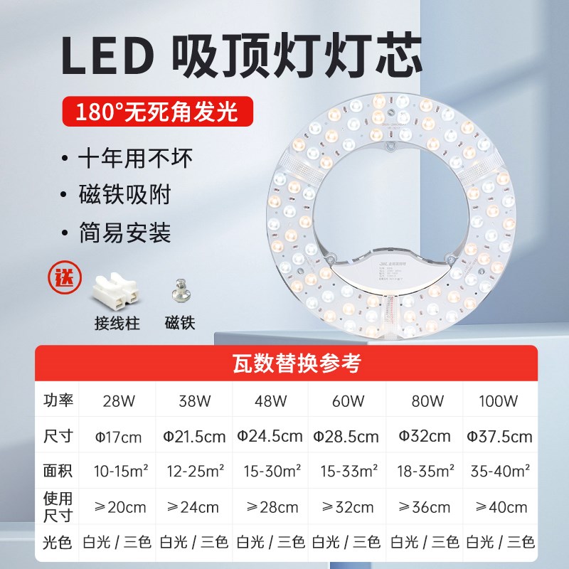 LED吸顶灯风扇灯改造灯板模组替换长条灯条家用灯盘灯芯圆形磁吸