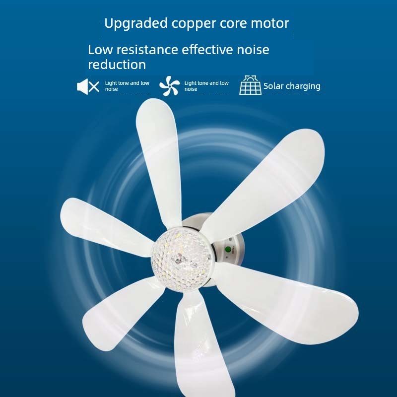 新的太阳能吊扇灯户外露营摊位便携式充电家庭高风无声遥控风扇灯
