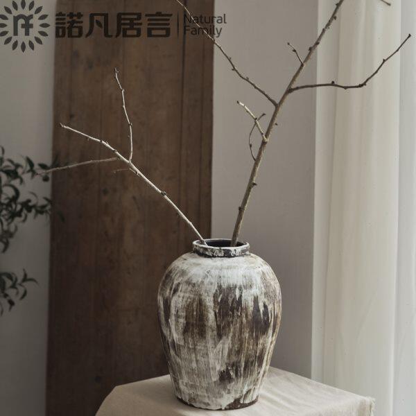 侘寂风台面粗陶花瓶复古土陶干花陶罐花瓶罐子陶瓷粗糙感花盆摆件